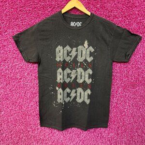 AC/DC Hells Bells Spellout Splatter Hard Rock Band Tee S/M